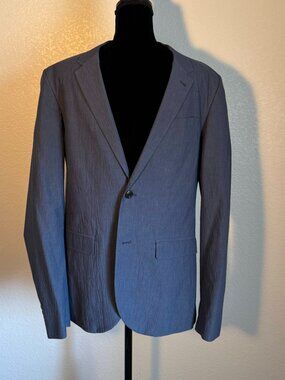 Armani Exchange Blue Cotton Blazer